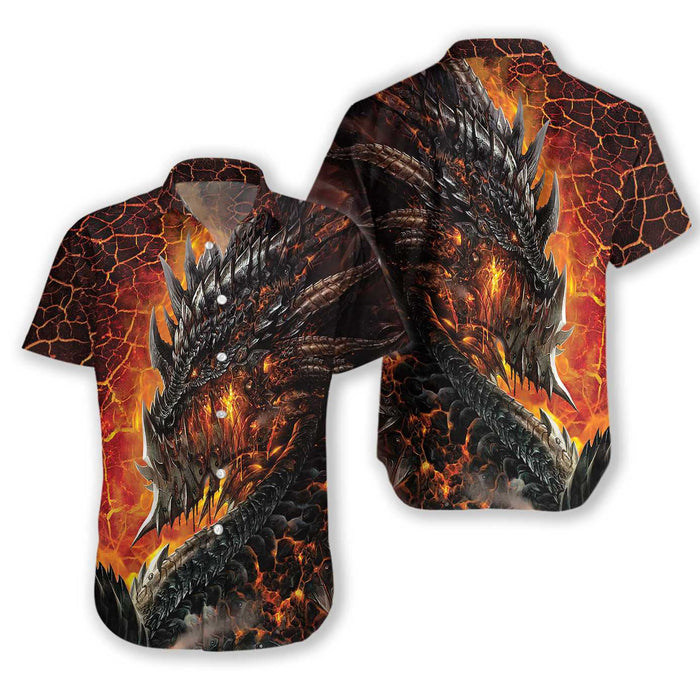 3D Dragon Lava In Volcano Design Hawaiian Shirt, Hawaiian Shirt Gift, Christmas Gift