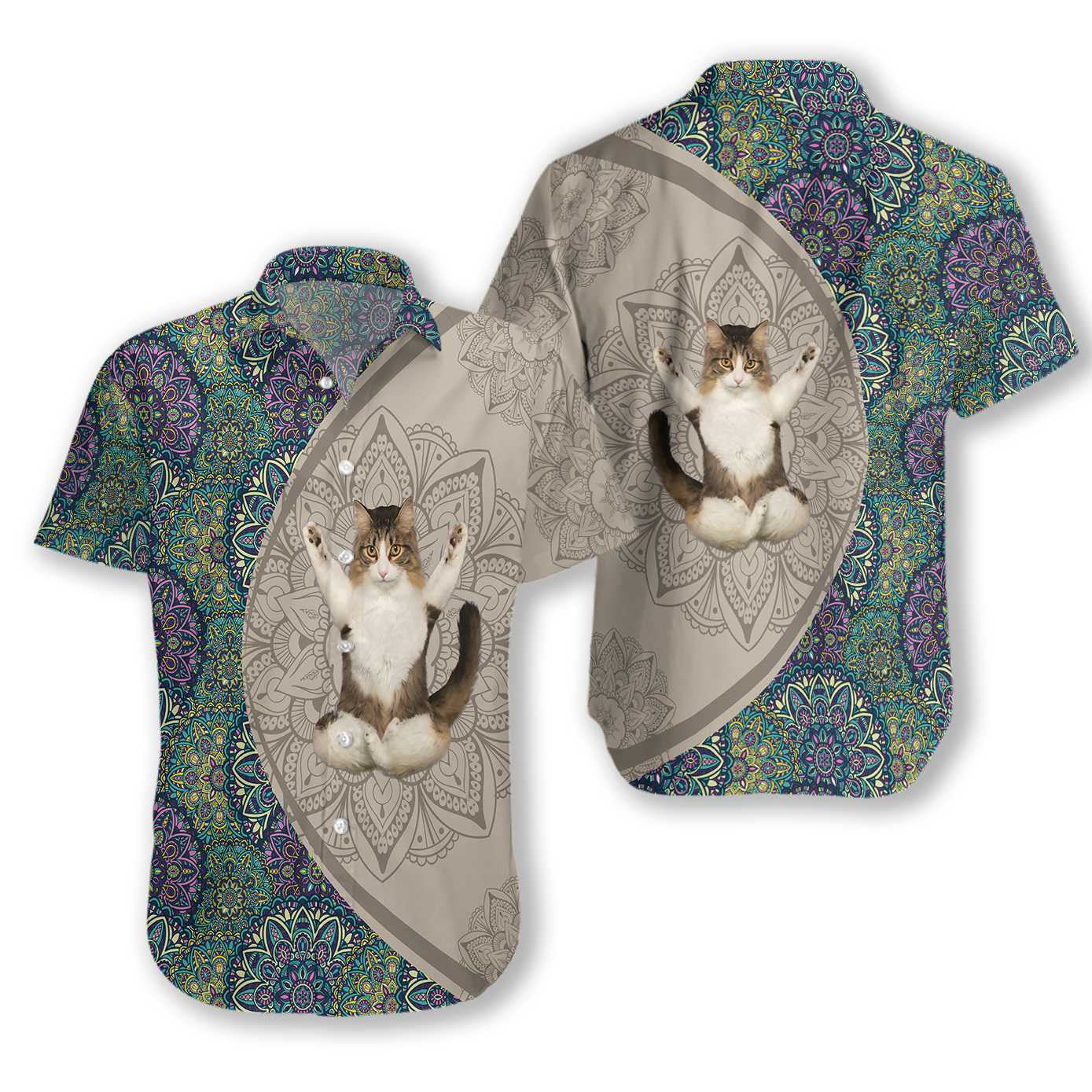 Cat Yoga Unique Flower Pattern Nice Design Hawaiian Shirt, Hawaiian Shirt Gift, Christmas Gift