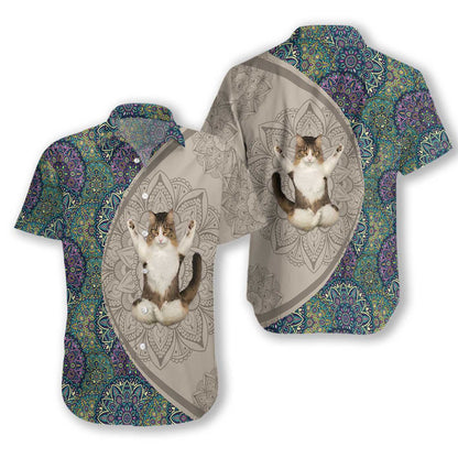 Cat Yoga Unique Flower Pattern Nice Design Hawaiian Shirt, Hawaiian Shirt Gift, Christmas Gift