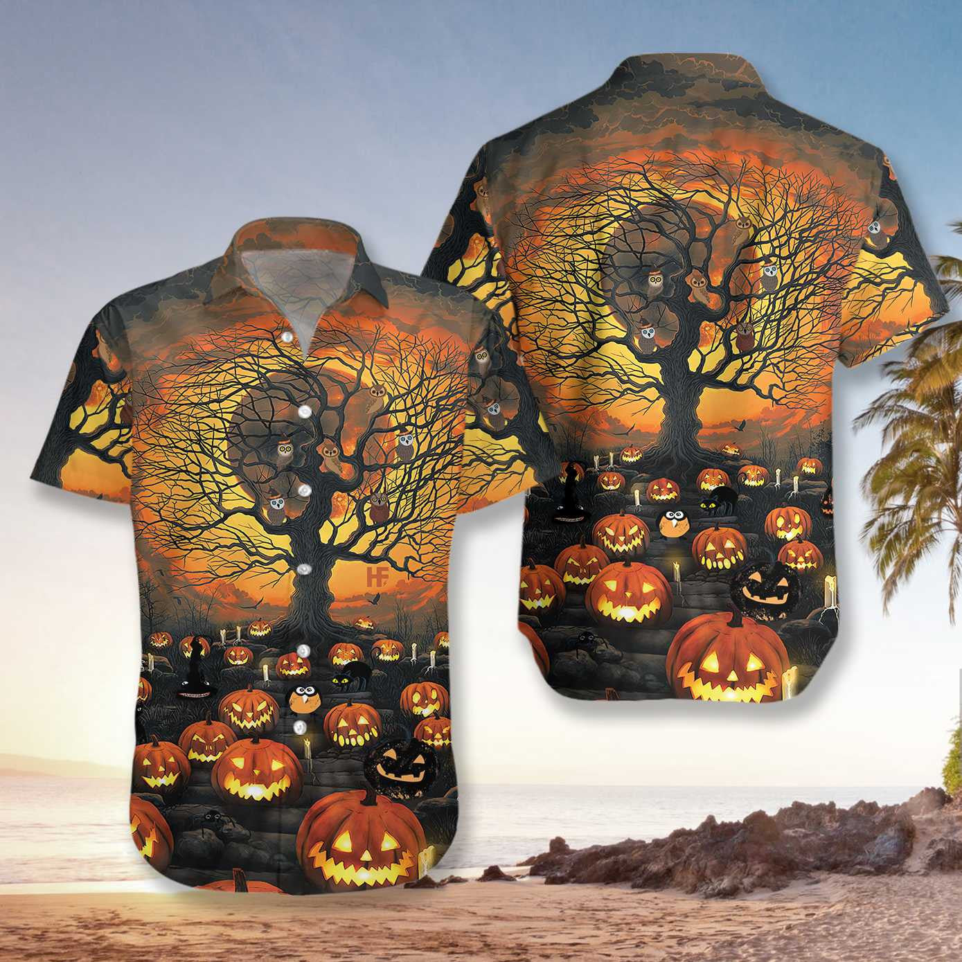 Pumpkin Night Eerie Silence Design Hawaiian Shirt,Hawaiian Shirt Gift, Christmas Gift