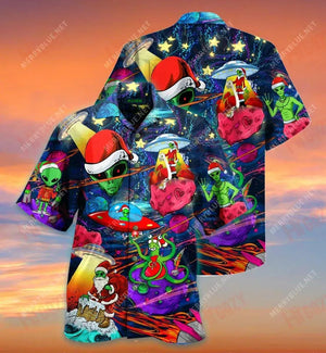 Alien Santas Short Short Sleeve Shirt Vacation Hawaiian T Shirts Best Hawaiian Shirts Funny Hawaiian Shirts, Hawaiian Shirt Gift, Christmas Gift