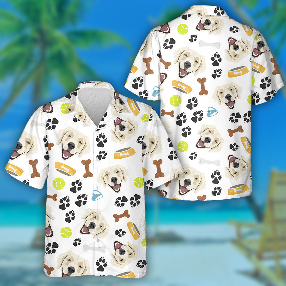 Smiling Dog Golden Retriever With Dog Stuff Hawaiian Shirt, Hawaiian Shirt Gift, Christmas Gift