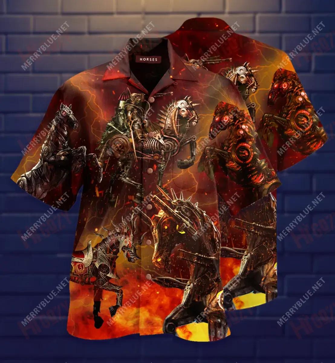 Armúr Capall Ridirí Léine Muinchille Gearr Unisex Caitheamh aimsire T Léinte Haváís Oirbheartaíochta Léine Haváise Léinte Greannmhar haváíais, Bronntanas Léine haváíais, Bronntanas Nollag