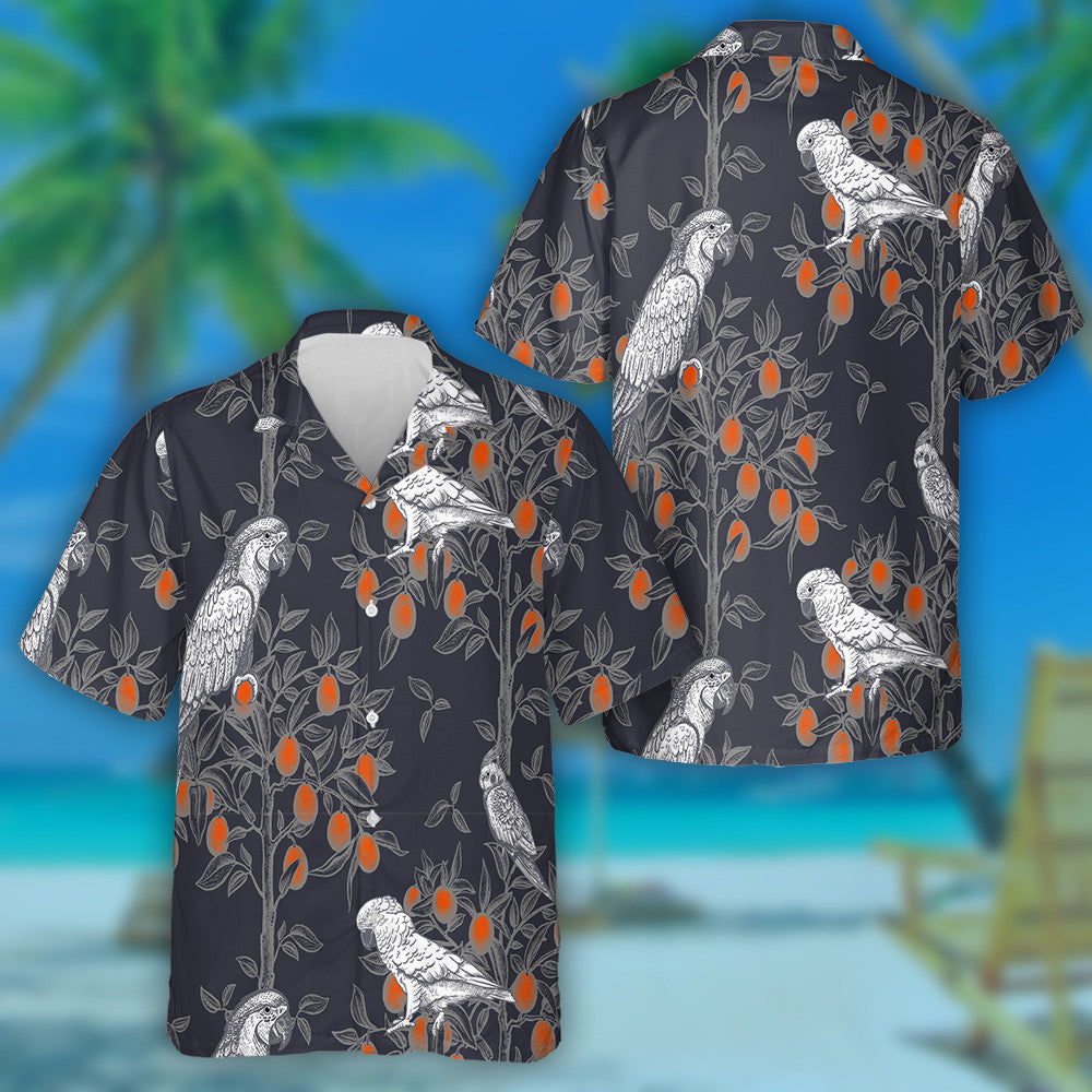 Birds Parrots On The Branches Of Citrus Trees Hawaiian Shirt, Hawaiian Shirt Gift, Christmas Gift