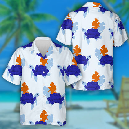 Duilleoga Turtar Gorm Agus Oráiste Agus Gorm Éadrom Léine Haváís, Bronntanas Léine Haváíais, Bronntanas Nollag