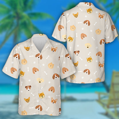 Beagle Dog Head Footprint And Bone Hawaiian Shirt, Hawaiian For Gift