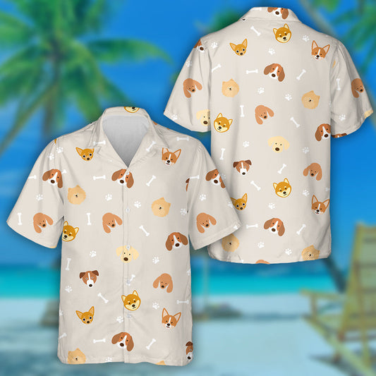 Beagle Dog Head Footprint And Bone Hawaiian Shirt, Hawaiian For Gift