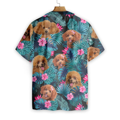 Tropical Poodle Seamless Background Design Hawaiian Shirt,Hawaiian Shirt Gift, Christmas Gift