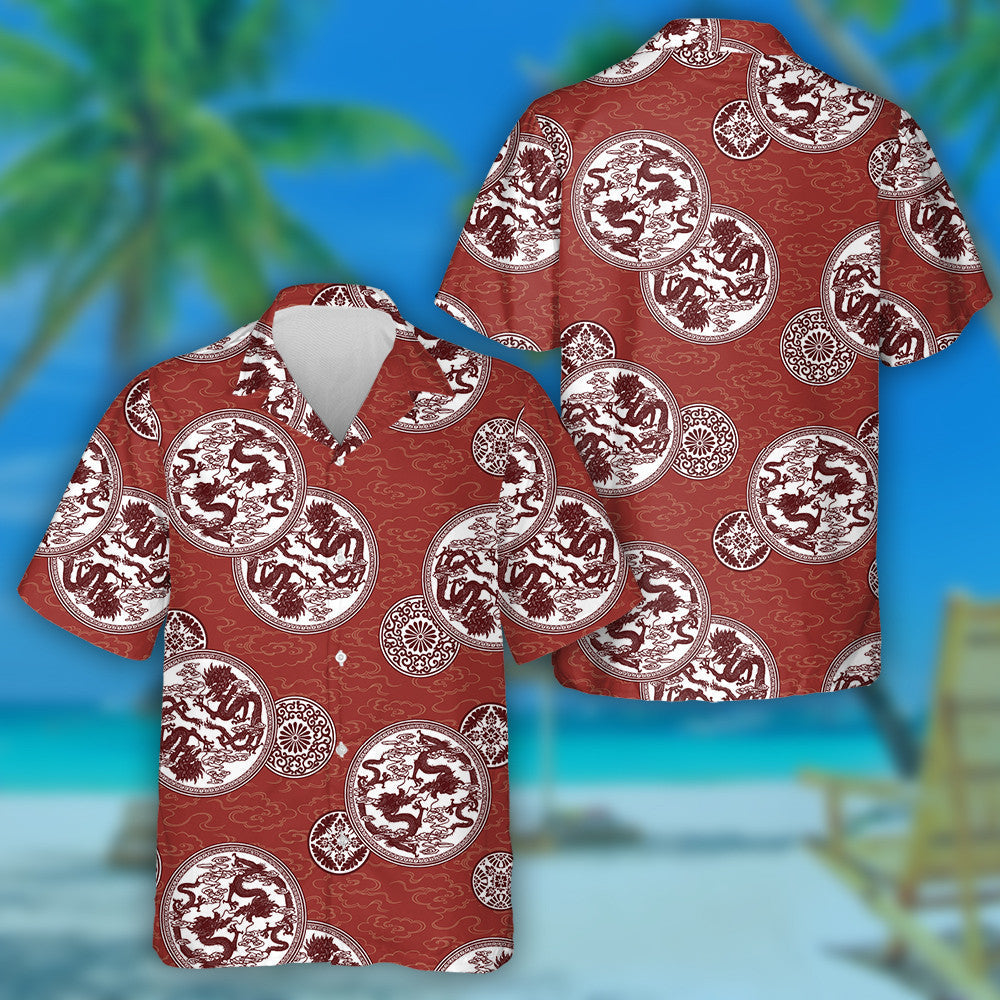 Ornament Of The Dragon Vintage Style Hawaiian Shirt,Hawaiian Shirt Gift, Christmas Gift