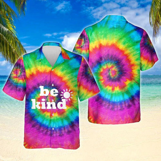 Be Kind Hippie Tie Dye Design Hawaiian Shirt, Hawaiian For Gift