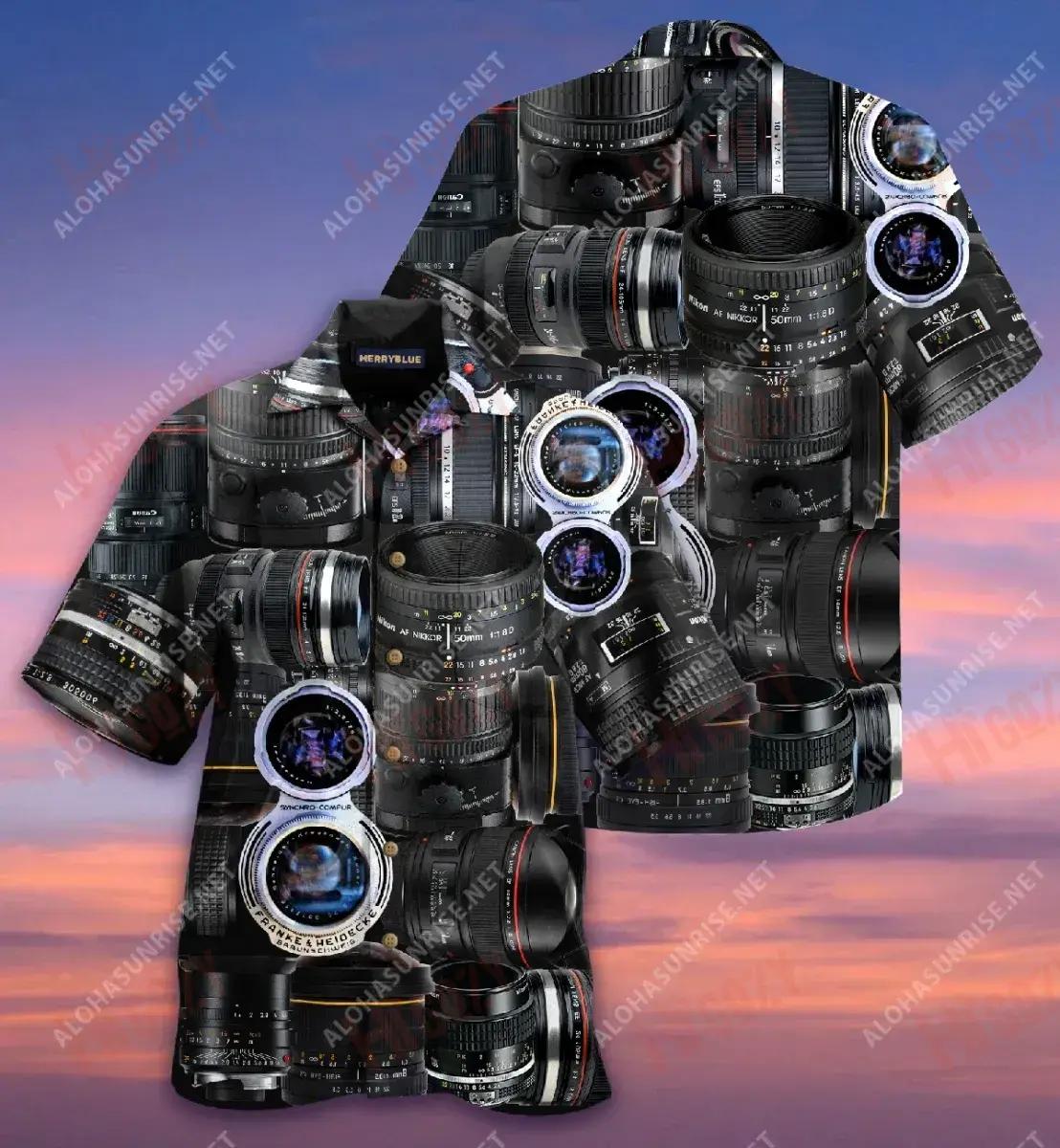 Is Grianghrafadóir i gCónaí A Ghrianghrafadóir Unisex Léine Haváís Muinchille Samhraidh Gearr Léinte haváíais Léinte Greannmhar haváís, Bronntanas Léine Haváís, Bronntanas Nollag