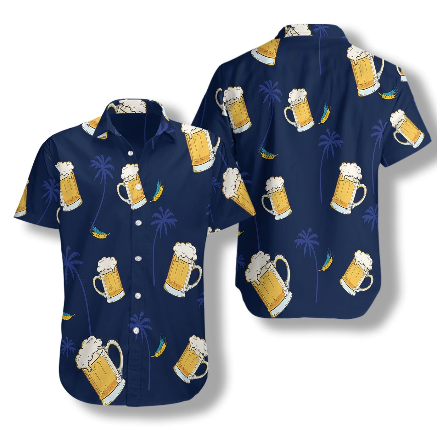 Beer Hawaiian On Blue Background Pattern Hawaiian Shirt, Hawaiian For Gift