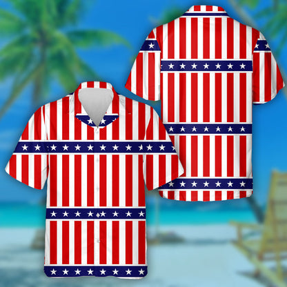 Awesome American Patriotic Stars And Stripes Pattern Hawaiian Shirt, Hawaiian Shirt Gift, Christmas Gift