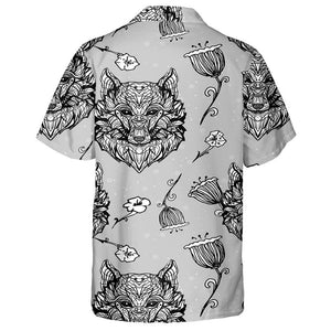 Wolf Vintage Style Gothic Character Tattoo Design Hawaiian Shirt, Hawaiian Shirt Gift, Christmas Gift