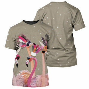 Grey Flamingo - 3D All Over Printed Shirt Tshirt Hoodie Apparel