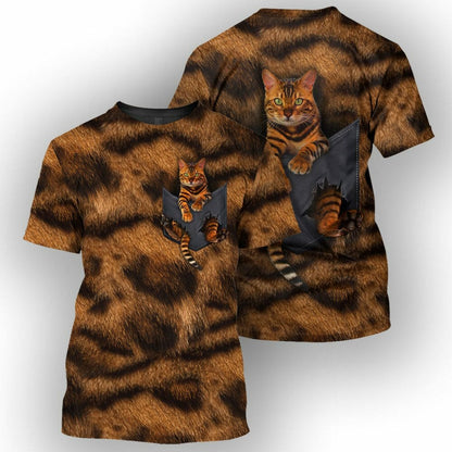 Bengal Cat Pocket - 3D All Over Printed Shirt Tshirt Hoodie Apparel