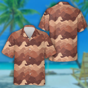 Abstract In Shades Of Brown Horses Hawaiian Shirt, Hawaiian Shirt Gift, Christmas Gift