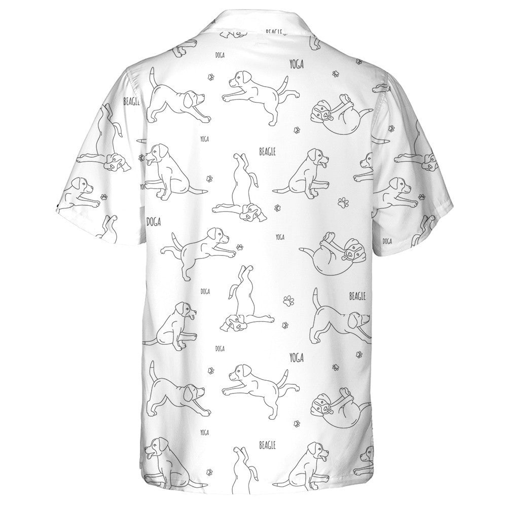 White Yoga Beagle Dog Poses And Exercises Hawaiian Shirt, Hawaiian Shirt Gift, Christmas Gift