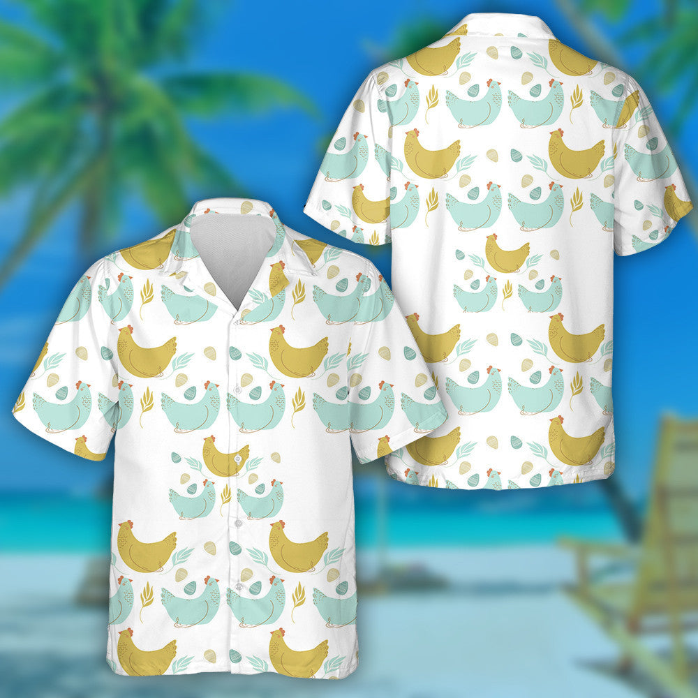 Beautiful Chicken Egg And Palm Leaves Hawaiian Shirt, Hawaiian For Gift