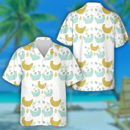Beautiful Chicken Egg And Palm Leaves Hawaiian Shirt, Hawaiian For Gift