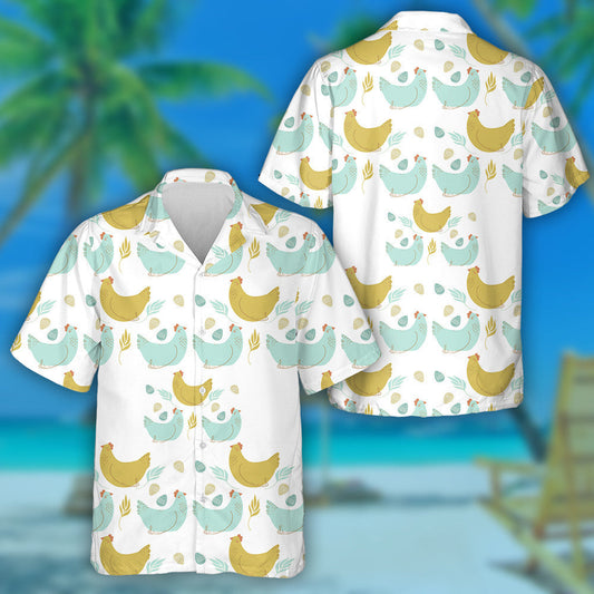 Beautiful Chicken Egg And Palm Leaves Hawaiian Shirt, Hawaiian For Gift