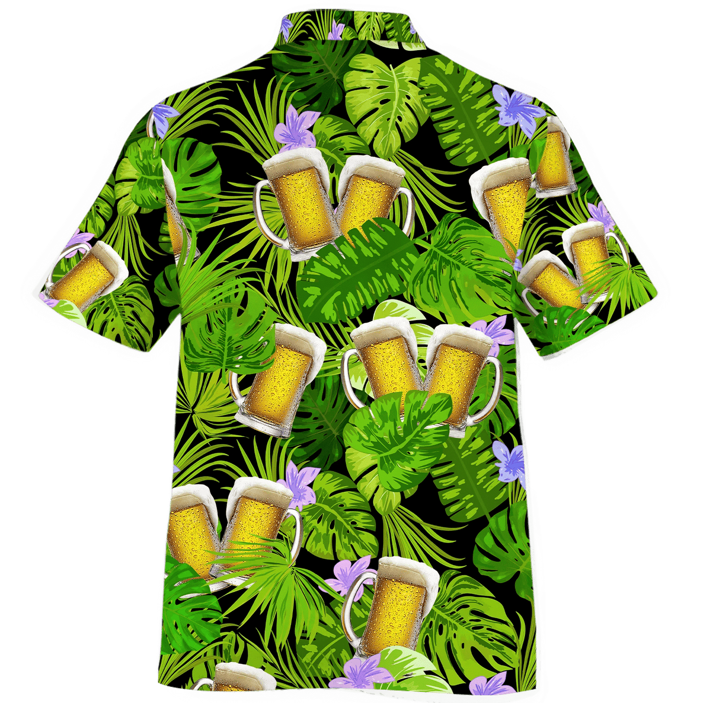 Green Palm Leave And Beer Watercolor Design Hawaiian Shirt, Hawaiian Shirt Gift, Christmas Gift