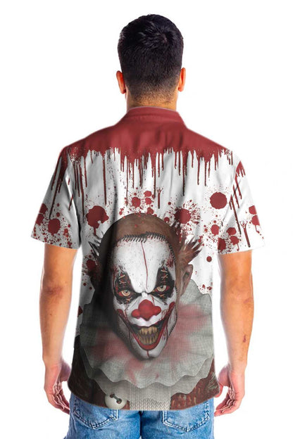 Aghaidheanna Scary Oíche Shamhna Clóirtheach Le Patrún Fola Dearadh Léine Haváís, Bronntanas Léine Haváís, Bronntanas Nollag