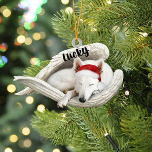 Personalized Black German Shepherd Sleeping Angel Christmas Flat Acrylic Dog Ornament Memorial Dog Gif, Pet Love Gift, Christmas Gift