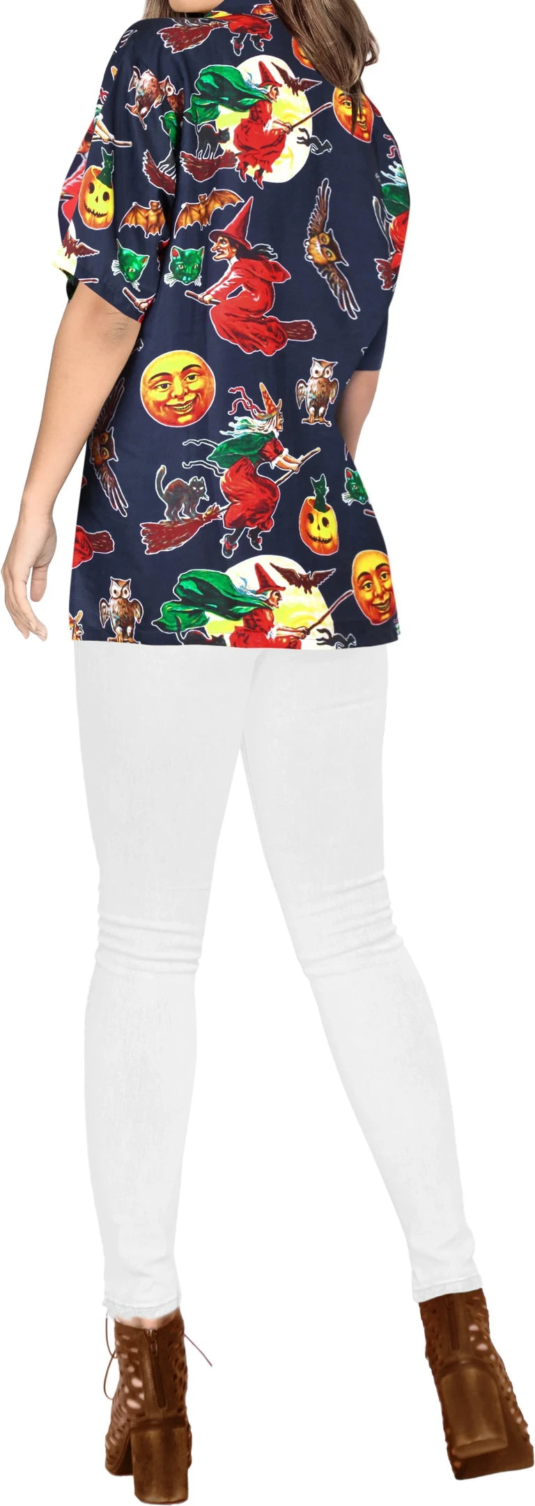 Oíche Shamhna Marcaíocht Cailleach Dheirg Léine Haváí Tropical Broom, Bronntanas Léine Haváís, Bronntanas Nollag