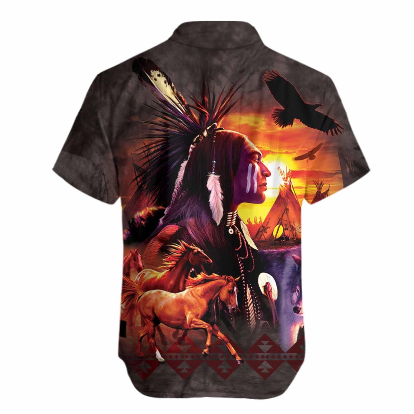 Native American Horse Eagle Spirit Hawaiian Shirt,Hawaiian Shirt Gift, Christmas Gift