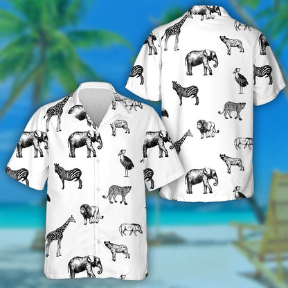 Sceitseáil Ainmhithe Fiáine Stíl Cúlra Bán Patrún Léine Haváís, Bronntanas Léine Haváís, Bronntanas Nollag