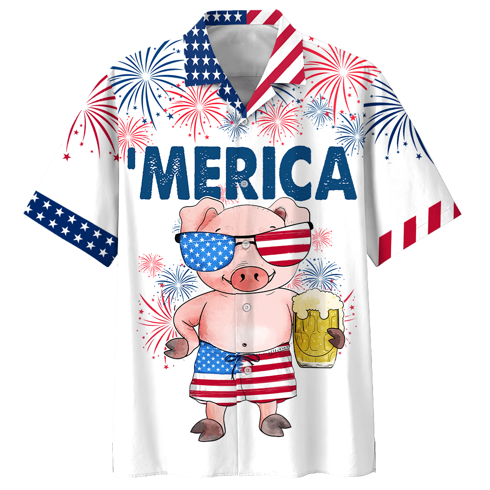 Dearadh Gleoite Merica Pink Muc Léine Haváís, Bronntanas Léine Haváí, Bronntanas Nollag