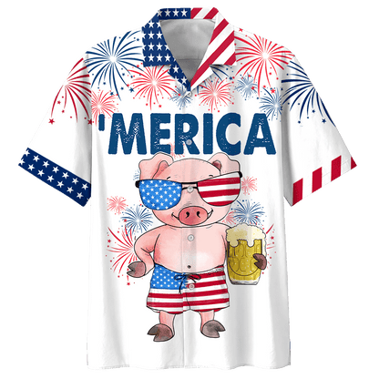 Dearadh Gleoite Merica Pink Muc Léine Haváís, Bronntanas Léine Haváí, Bronntanas Nollag