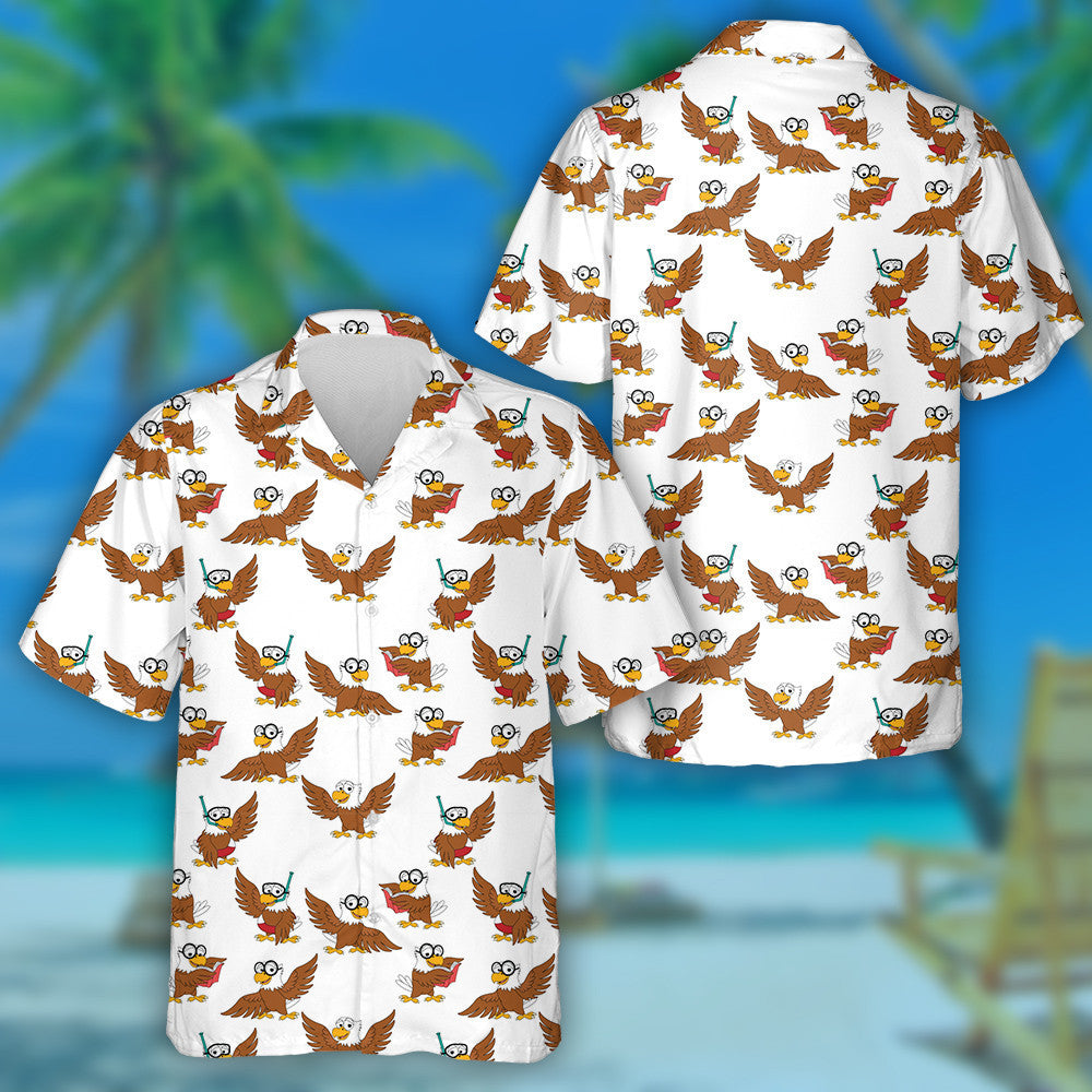 Cute Animal Eagle In Different Actions Hawaiian Shirt,Hawaiian Shirt Gift, Christmas Gift