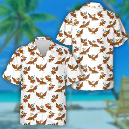Cute Animal Eagle In Different Actions Hawaiian Shirt,Hawaiian Shirt Gift, Christmas Gift