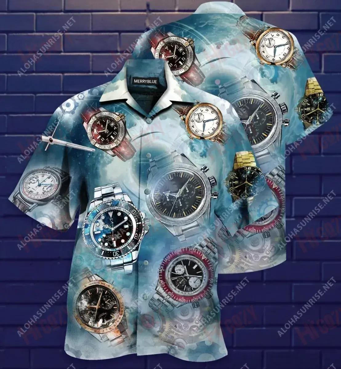 Time Flies But You Can Keep The Memmories Unisex Hawaiian Shirt Ocean Short Sleeve Custom Hawaiian Shirts Funny Hawaiian Shirts, Hawaiian Shirt Gift, Christmas Gift