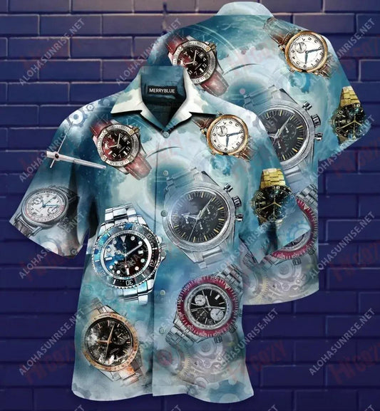 Time Flies But You Can Keep The Memmories Unisex Hawaiian Shirt Ocean Short Sleeve Custom Hawaiian Shirts Funny Hawaiian Shirts, Hawaiian Shirt Gift, Christmas Gift