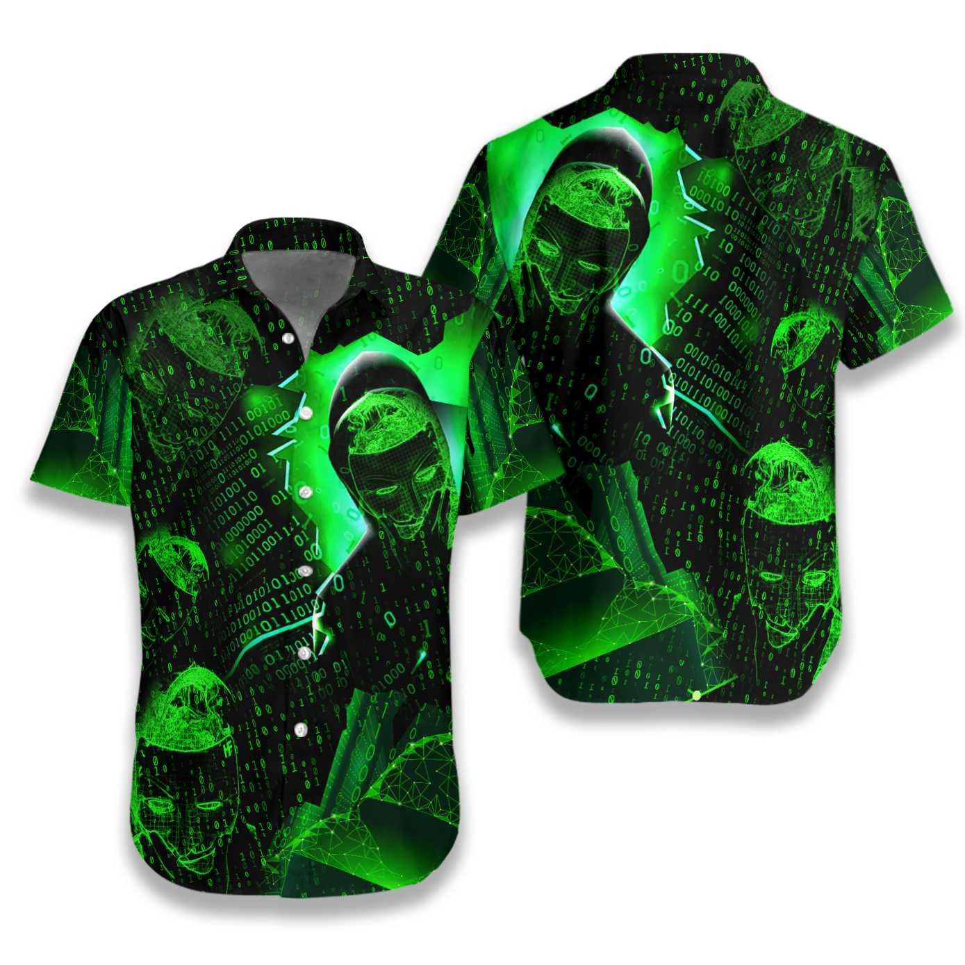 Software Developer Binary Code Green Pattern Hawaiian Shirt,Hawaiian Shirt Gift, Christmas Gift