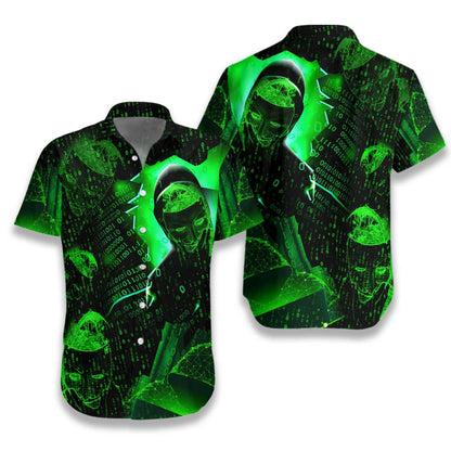 Software Developer Binary Code Green Pattern Hawaiian Shirt,Hawaiian Shirt Gift, Christmas Gift