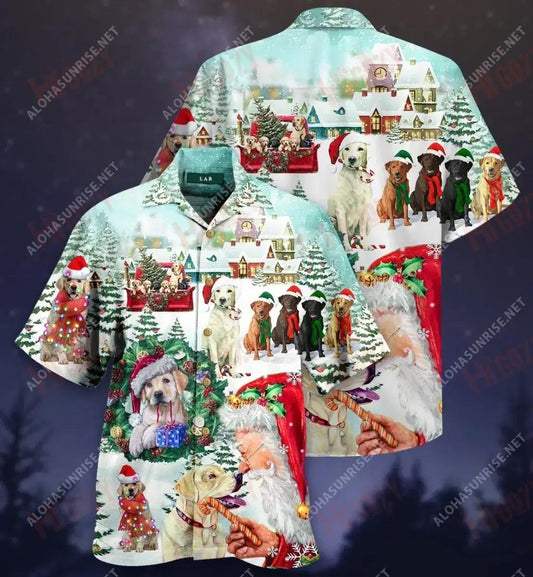 Labrador Retriever Nollag Unisex Léine Haváís Caitheamh aimsire Muinchille Gearr Na Léinte Haváís is Fearr Patrún Léine Haváís, Bronntanas Léine Haváís, Bronntanas Nollag