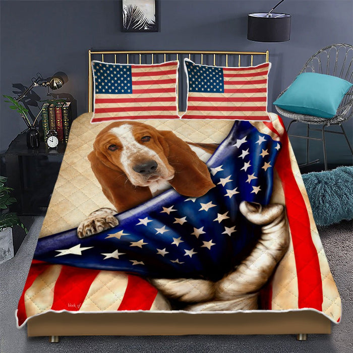 Basset Hound Dog American Quilt Bedding Set Bedroom Set Bedlinen,Bedding Christmas Gift,Bedding Set Christmas