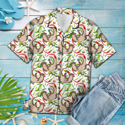 Messy Chili Peppers And Otter Pattern Hawaiian Shirt,Hawaiian Shirt Gift, Christmas Gift