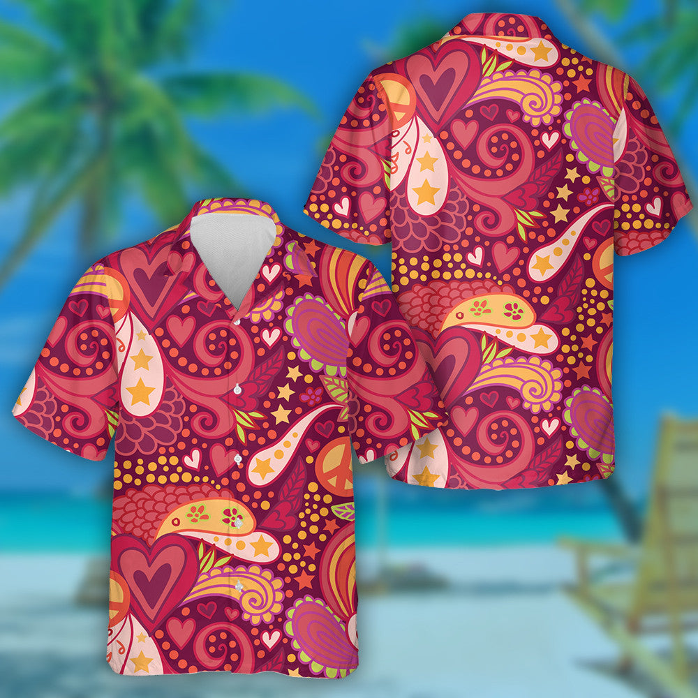 Cúlra Doodle Liath Le Siombailí Ealaíne Hippie Dearadh Léine Haváís, Bronntanas Léine Haváís, Bronntanas Nollag