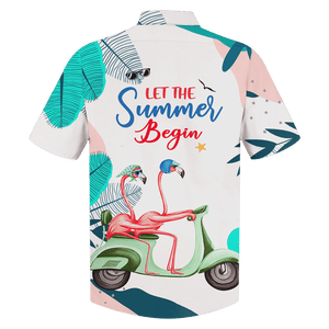 Flamingo Couple Riding Bike Design Hawaiian Shirt,Hawaiian Shirt Gift, Christmas Gift