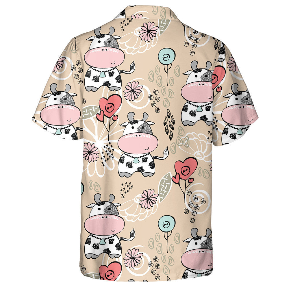 Hand Draw Baby Cows And Flora Hawaiian Shirt, Hawaiian For Gift