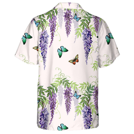 Theme Tropical Japanese Flowers Butterflies And Wisteria Hawaiian Shirt, Hawaiian Shirt Gift, Christmas Gift