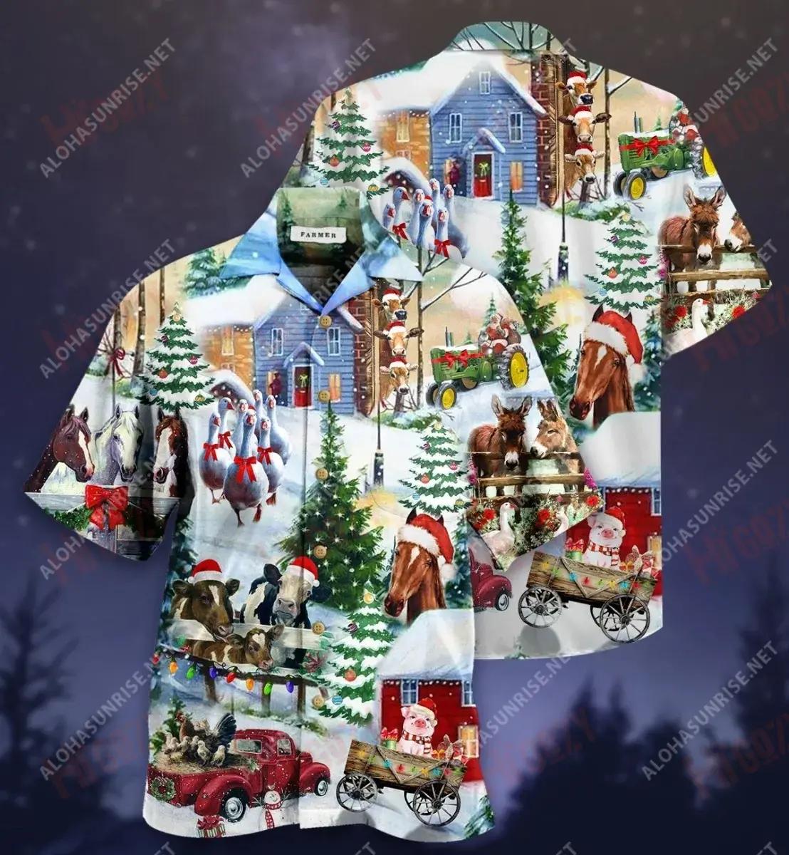 Tá an Nollaig Níos Fearr Ar an bhFeirm Laethanta Saoire Léine Gearr Haváís Léinte Aloha Léinte Haváís is Fearr Léinte Haváís do Mhná, Bronntanas Léine Haváís, Bronntanas Nollag