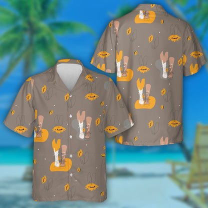 Bláthanna Fiáine Agus Lusanna Gréine Oráiste le Cosa Péinteáilte I Stocaí Léine Haváís, Bronntanas Léine Haváís, Bronntanas Nollag