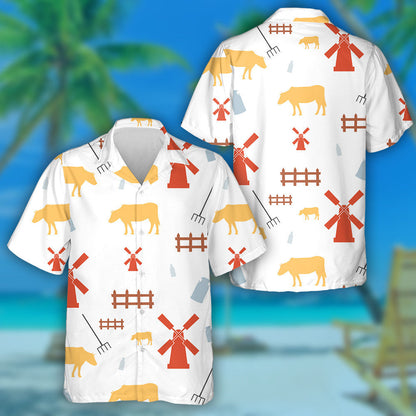 Moo Cows At Night With Moon And Star Hawaiian Shirt, Hawaiian Shirt Gift, Christmas Gift