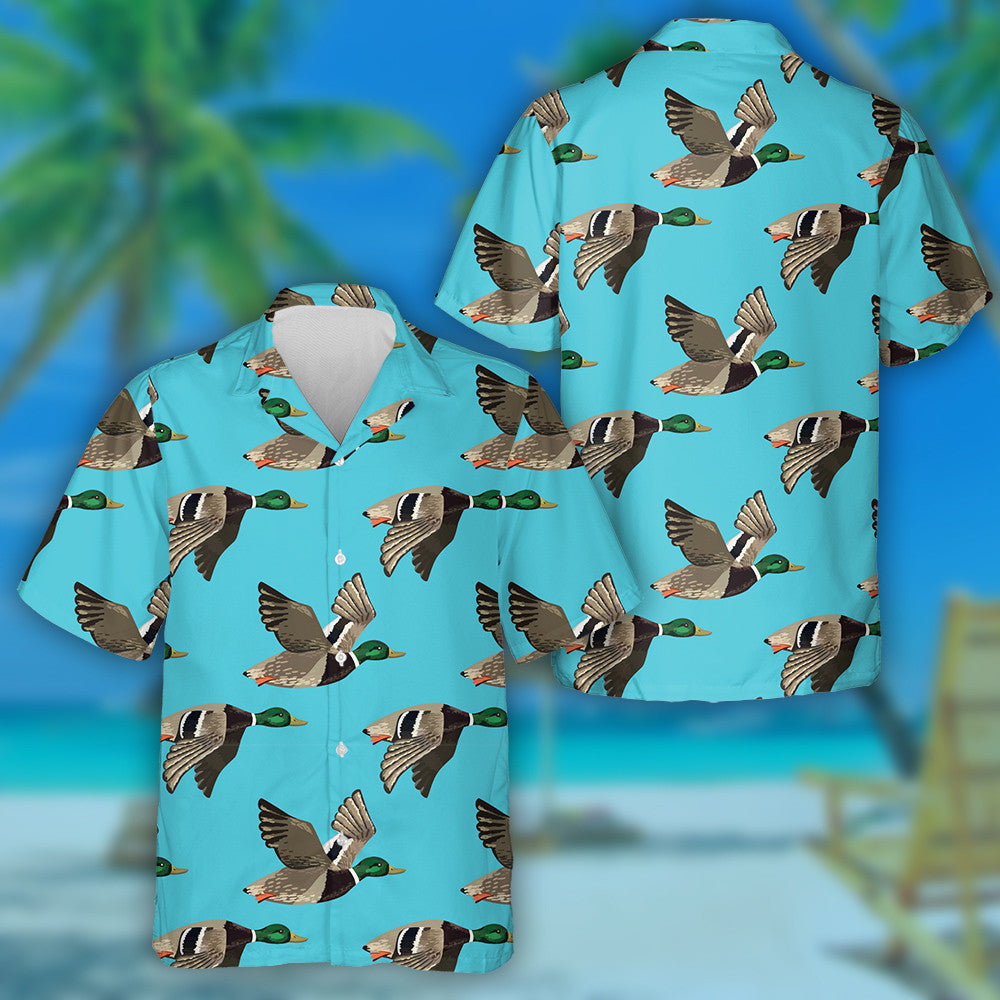 Flying Ducks On The Blue Sky Hawaiian Shirt,Hawaiian Shirt Gift, Christmas Gift